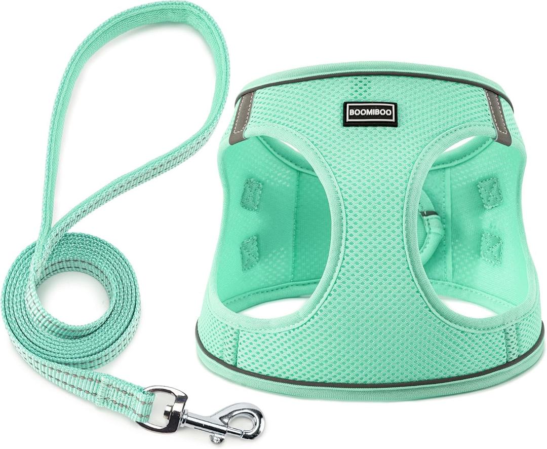 Dog Harness with Leash Set, No Pull Adjustable Reflective Step-in Puppy Pet Vest Harnesses for Small Medium Large Dogs and Cats,Green L (L(Chest:18"-20"))