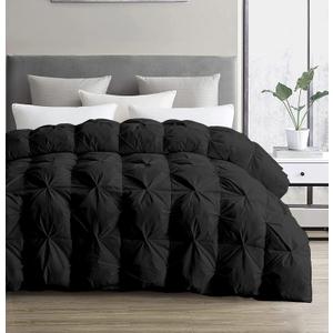 SLEEP-NEST Super King Plus Comforter 138x122 Hotel Luxury Down Alternative Pinch Pleated 1 Piece Comforter with 8 Tabs/Loops, Extra Large XL King Quilt for All Season, Oversized King - Black