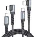 SUNGUY Right Angle USB C to USB C Cable 5FT 2Pack 60W Fast Charging USBC Cable Braided Type C Data, 90 Degree C Port Charger Cord Android Auto Carplay Compatible for iPhone 17/16/15, MacBook, Samsung