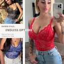 FeelinGirl Shapewear Bodysuits for Women Lace Shapewear Tummy Control V-Neck Sleeveless Bodysuit Tops Jumpsuit (Black, L)