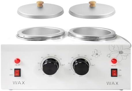 1.2L Double Portable Wax Warmer Machine for Painless Hair Removal, Women Men Professional Wax Heater with Adjustable Temperature Set, 40pcs Sticks