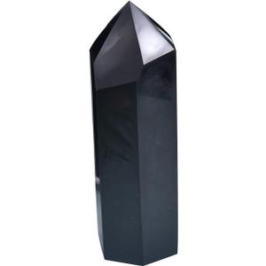 AMOYSTONE Large Crystal Tower Obsidian Healing Crystal Wand Black Hexagonal Point Obelisk Irregular 2-2.5 LBS, Spiritual Meditation, Reiki Chakra Gemstone Home Decor