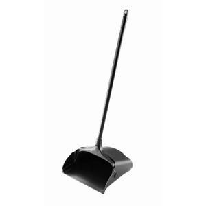 Rubbermaid Commercial Products Dustpan with Long Handle, Plastic, Black, Compatible with Any Broom for Lobby/Restaurant/Office/Home/Dog Pooper Scooper, 12.50" Wide