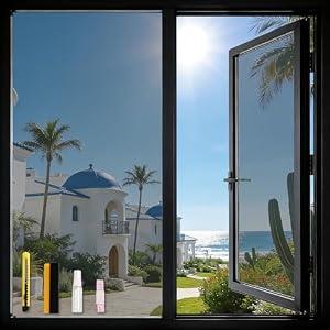 Donox One Way Privacy Window Film, Static Cling Daytime Mirror Tint for Home & Office, Blocks Heat & 99% UV, Silver 23.6" x 78.7''