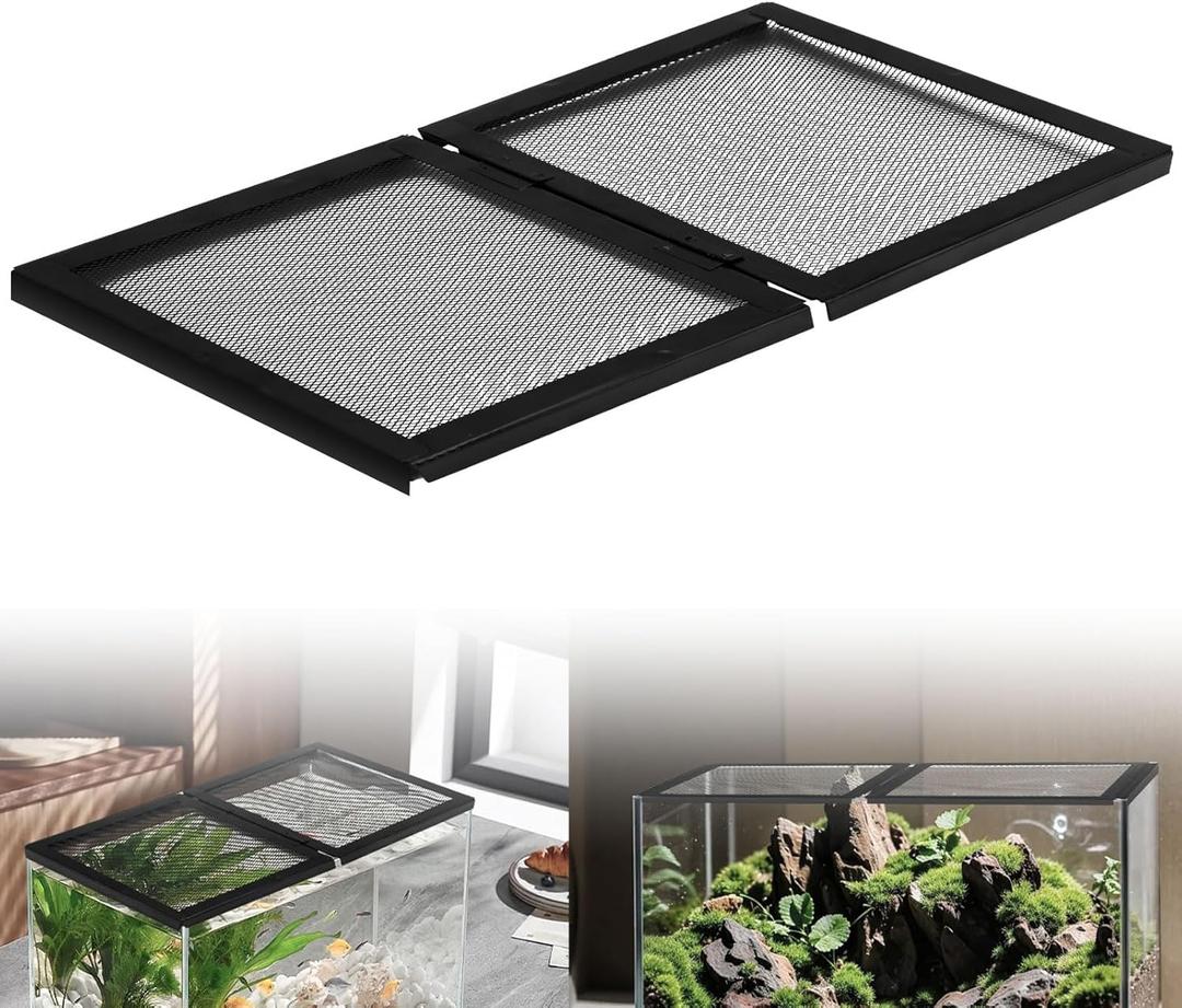 Screen Cover with Hinged Door Compatible with 10, 15 High, 20 X-Tall Gallon Aquariums/Terra Terrarium & Other Glass Tanks - Reduce The Risk of Pet Escape, Ensure Smooth Ventilation