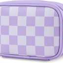 Travel Makeup Bag Cosmetic Bag for Women,Small Makeup Organizer Bag,Cute & Waterproof Vegan Leather Makeup Case with Multiple Compartments,Toiletry Bag for Cosmetics (PURPLE) (MEDIUM)