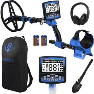 Professional Metal Detector for Adults,12" IP68 Waterproof Search Coil with LCD Backlight,5 Modes Gold Detector,Advanced DSP Chip&High Accuracy System for Beach/Gold Hunting(Blue)