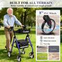 Cosydora Rollator Walkers for Seniors with Seat, 13.6 Lbs Ultra Lightweight Foldable Rolling Walker, 350Lbs Heavy Duty Aluminum, 8" All Terrain Wheels, Dual Adjustable Height, Navy Blue