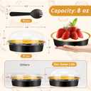 LNYZQUS 8oz Mini Cake Tins with Dome Lids 50 Pack, Small Pie Pans 4 Aluminum Foil Baking Pans Cups,Disposable Ramekins Individual Cake Containers Holders for Tart Quiche Flan-Black