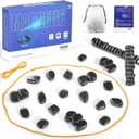 Magnetic Chess Game,Portable Intellectual Battle & Strategy Board Game for Family Game Night,Magnetic Chess Strategy Game with String & Stones for Kids and Adults, Advent Calendar 2025 (Black)
