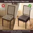 CALBODE Waterproof PU Leather Seat Covers, Set of 6, Coffee | Stretch Chair Slipcovers, Soft Removable Washable, For Dining Chairs, Kitchen Seat Protectors