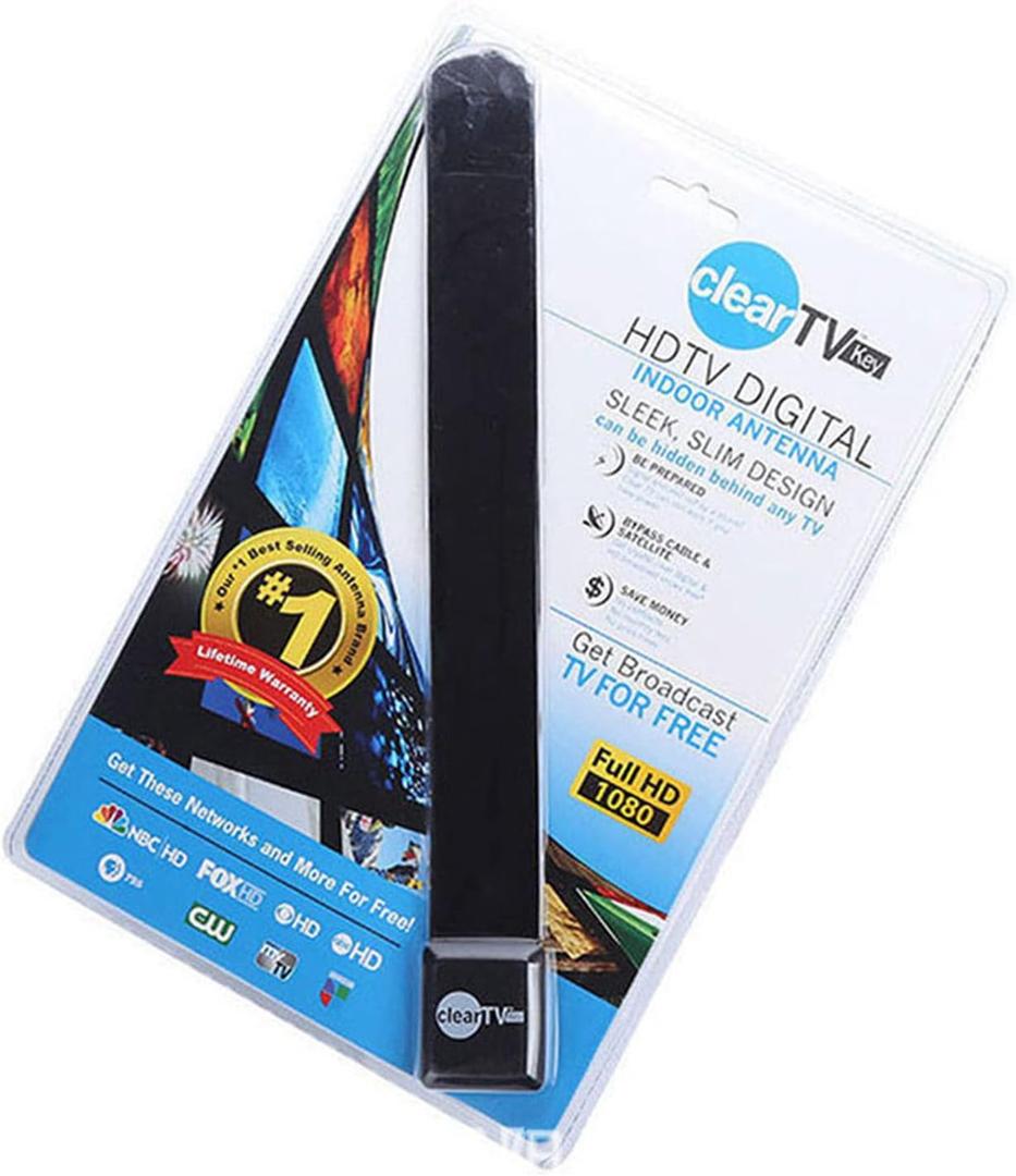 TV Antenna, HD Clear TV Key Digital Indoor Signal Receiver Antenna Booster, Receive Free TV Channels, Easy Installation