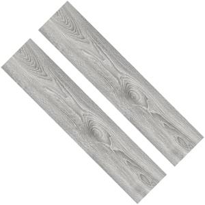 homeemoh Peel and Stick Vinyl Flooring 2PCS - 6" x 36" Wood Grain Look Floor Planks Stickers Waterproof Vinyl Floor Tiles for Bedroom, Living Room, Kitchen (L)