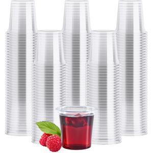 JOLLY CHEF 500 Pack Plastic Shot Glasses, 1 oz Clear Disposable Jelly Cups Reusable Perfect for Wine Tasting, Whiskey, Food Samples, Halloween, Thanksgiving Party, Wedding, Christmas