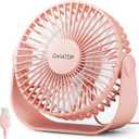Gaiatop USB Desk Fan, 3 Speeds Strong Airflow, 5.5 Inch Portable 90 Rotate Quiet Cooling, Small Personal Table Fans for Bedroom Home Office, Travel Pink