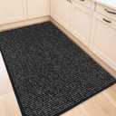 BEQHAUSE Kitchen Rugs 32"x48", Non-Slip Kitchen Mats for Floor, Super Absorbent and Stain Resistant Kitchen Rugs, Machine Washable Rugs for Kitchen, Hallway, Laundry & Sink, Black