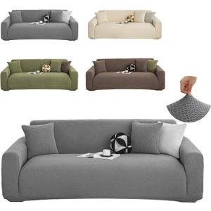 Stretch Couch Covers, Couch Covers for 2 Cushion Couch Sofa pet Friendly, Washable, Furniture Protector Sofa with Elastic Bottom for Cats, Dogs (Wheat Ear Style, 2 Seats(57" - 70"), Wheat Ear Style - Dark Gray