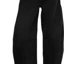 Barrel High Waisted Casual Baggy Trendy Straight Wide Leg Boyfriend Jeans (16, Black)