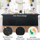 8 Pack Spandex Black Table Clothes for 8 Foot Rectangle Tables, Wrinkle Free Stretch Table Cloths 8FT, Fitted Table Cover Desk Skirt for Parties Weddings Birthday Banquet Events