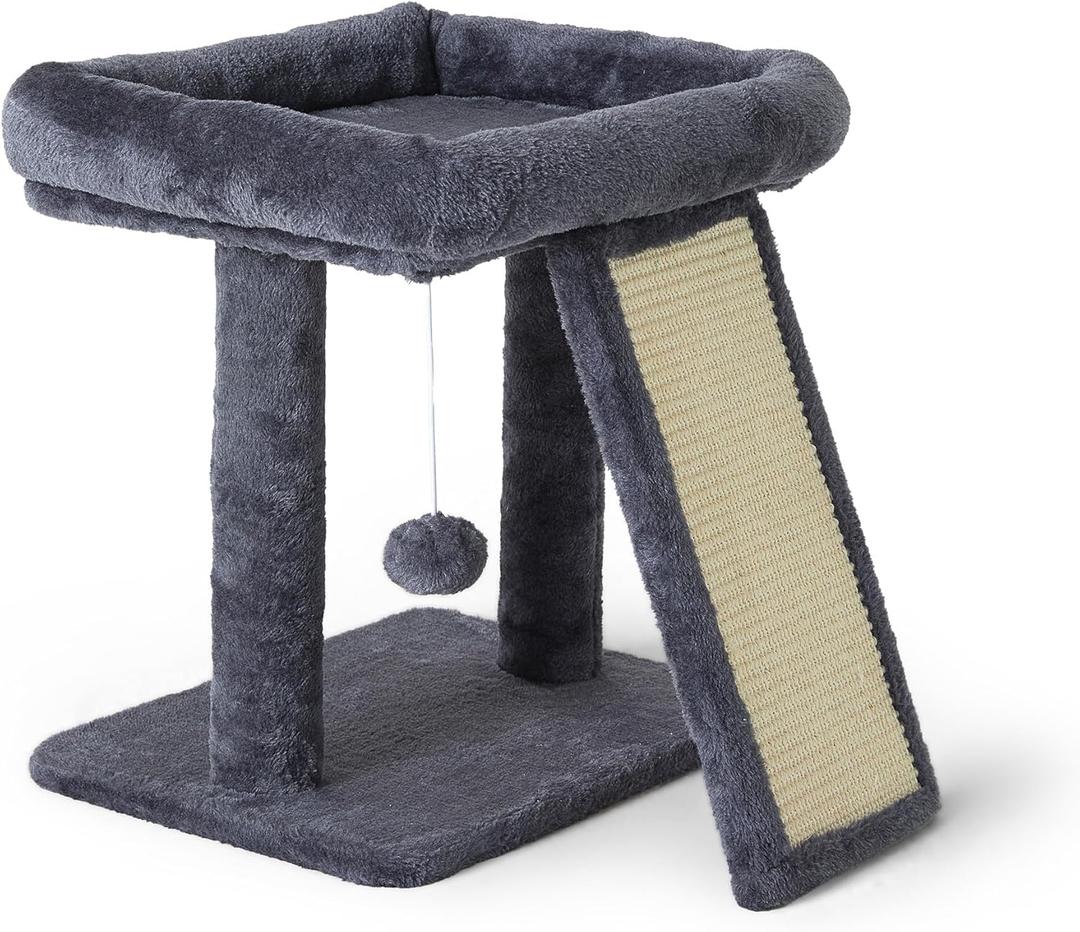 Psicway 17.1-inch Small Cat Tree Tower with Scratching Post for Indoor Cats,Grey
