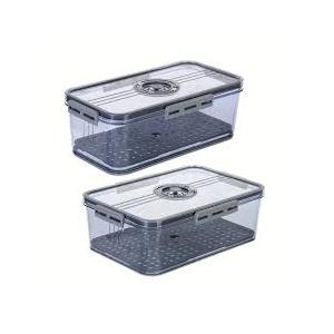 Bread Bin with Lid and Timer, Airtight Clear Glass Storage Container for Food Storage, Pastries, Breads, Biscuits and Cakes, BPA Free 2pc