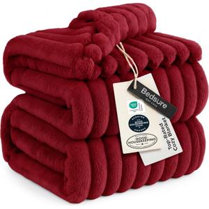 Bedsure GentleSoft Red Fleece Blanket for Couch - Cozy Soft Blankets for Women, Cute Small Throws for Girls, 108x90 Inches