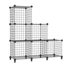 AWTATOS Wire Cube Storage Organizer, Closet Organizers and Storage, Metal 6 Cube Storage Shelves Bookshelf, Portable Closet Clothes Organizer for Bedroom, Home, Office, Black