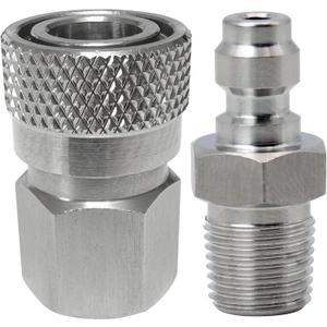 1/8 Inch NPT Female Connector and 8mm Male Plug Fill Nipple Quick-Disconnect Set, Remote Line Male & Female Set for PCP Foster Paintball Airsoft Diving (Stainless Steel)