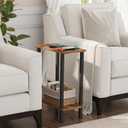 TUTOTAK Small Side Table, Narrow End Table, Skinny Sofa Table, Slim Nightstand, Couch Table, Living Room, Bed Room, Brown TB01BB062 (2-Tier7.9"D x 15.8"W x 22.5"H)