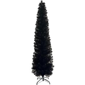 KTKDE 6ft Black Artificial Christmas Pencil Tree for Home, Office, Holiday Party Decoration, Metal Hinges & Base