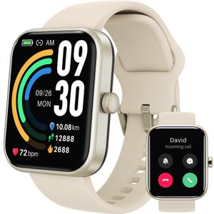 TOZO 2026 New Upgraded Smart Watch for Men Women for iPhone&Android, 1.83" Fitness Tracker Bluetooth Call [Answer/Make], IP68 Waterproof Sleep Monitor, 100+ Sport Modes Gold