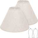 Beige Lampshades Set of 2, Replacement Lampshade with 2 Harp Holders | Natural Linen Lamp shades for Table & Floor Lamps, Easy Assembly, 6" x 16" x 10.8"