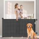 71 inch Retractable Baby Gates, EZIGO Extra Wide Baby Gate for Large Opening Extra Long Mesh Gate for Kids or Pet Dog Gate Child Safety Gate for Stairs Hallways Doorway Indoor Outdoor, Black