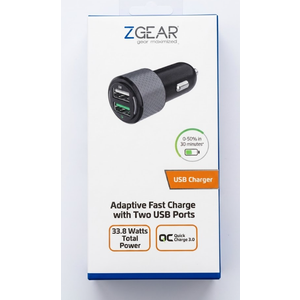 ZGear Quick Charge 3.0 Car Charger 2 USB Ports (33.8w) Universal