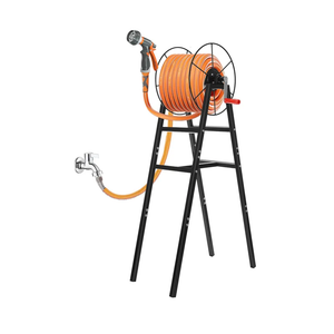 Freestanding Garden Hose Reel Holds 150 Ft Hose, Metal Garden Hose Holder for Outdoor, Garden Stand Rack for Water Pipe Organizer Storage, Black