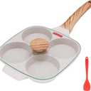 Egg Pan, Egg Frying Pan with Lid Nonstick 4 Cups Pancake Pan Fried Egg Pan for Breakfast, Gas Stove & Induction Compatible (White)