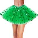 Adult Women St. Patricks Day Green Tutu Skirt Teens Shamrock Tulle Tutu Dress-Up Irish Party Clover Tutu Costumes