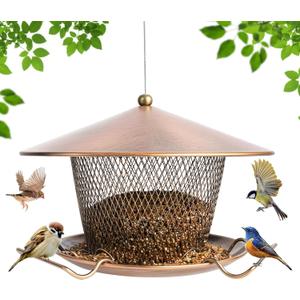 Metal Bird Feeder for Outdoors Hanging, Large Roof Bird Feeders for Cardinal, 3LB Wild Birdfeeder Squirrel Proof for Outside
