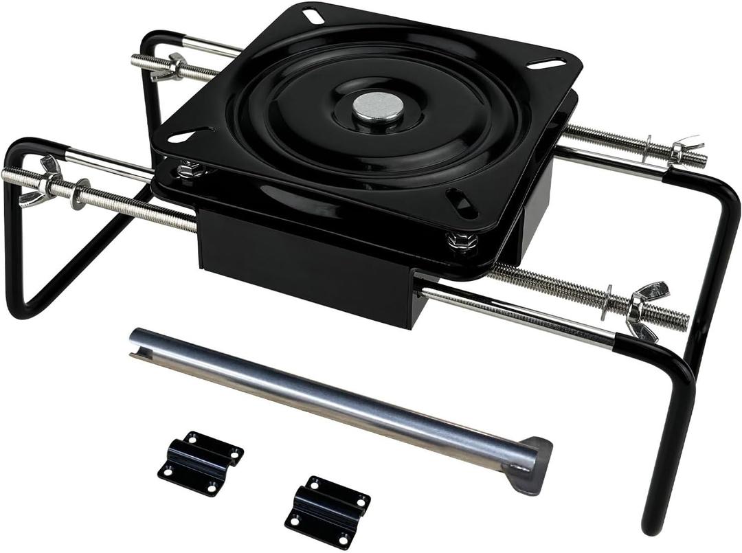 Metal Boat Seat Clamp with Swivel, Adjusts from 7.5 inches to 20 inches, Stainless Steel Stand Mounting Kit Bracket Bench Hardware