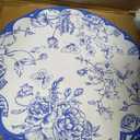 Kochorie Blue Floral Paper Placemats 100 Pack, Disposable Scalloped Table Mats, Blue Vintage Flower Paper Place Mat, 13.5 x 13.5 Inch for Weddings Bridal Showers Party Décor