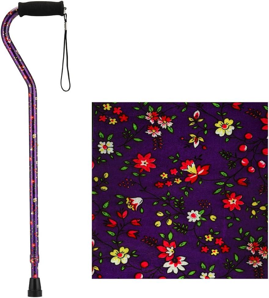 NOVA Designer Walking Cane with Offset Handle, Lightweight Adjustable Walking Stick with Carrying Strap, “Purple Bliss” Design