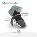 UPPAbaby RumbleSeat V2+ Second Lower Seat/Compatible with Vista V2 and Vista V3 / Adapters, Bumper Bar, Bug Shield Included/Emmett (Green Mélange/Silver Frame/Saddle Leather)
