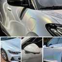 4 x Lypumso Gloss Rainbow White Vinyl Wrap, Holographic Metallic Sparkle Wrapping Film Air Release Technology Auto Car Sticker Decal Film Sheet, Self Adhesive DIY Paint Replacement Wrap Roll 1ft x 5ft