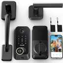 Smart Front Door Lock Sets: 2K HD Camera Lock with Doorbell Kits, Hornbill Fingerprint Keyless Entry Door Lock with Handles, WiFi Deadbolt(only 2.4G) for Remote Control, Free APP/Alexa/PIR, Black