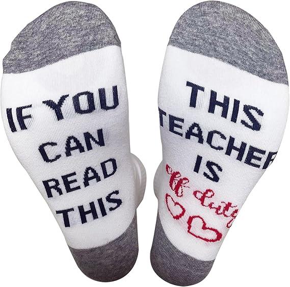 If You Can Read This This Socks For Women Teacher Off Duty Gift Socks, Gray