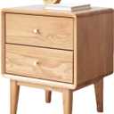Solid Oak Nightstand with 2 Drawers, Mid Century Modern Nightstands, Light Wood Night Stand, Wood End Side Table for Smal Spaces, Small Bedside Table for Bedroom(Natural Oak, 19.69" H)