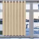Easy-Going Blackout Door Curtains for Bedroom, Solid Thermal Insulated Grommet and Noise Reduction Window Drapes, Room Darkening Curtains for Living Room, Beige