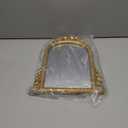 Small Table Mirror, Antique Gold Compact Vanity Mirror with Vintage Carved Arch Frame, 11.8 x 9.6 Desk Dcor for Bedroom, Living Room & Vanity Tables