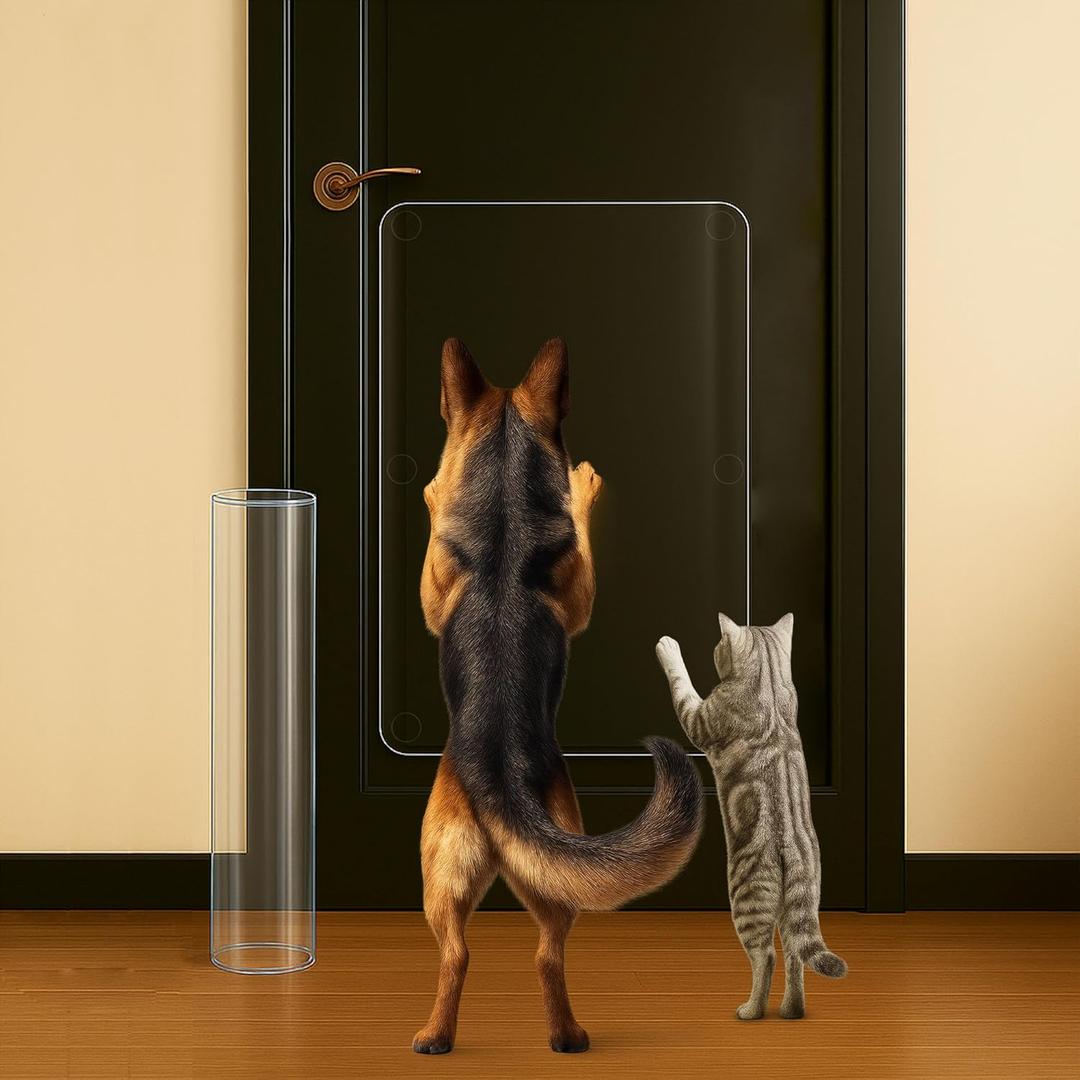 Heavy Duty Door Protector from Dog Scratching 16 x 30'' Transparent PVC Pet Door Guard Protection, Easy Install & Remove Custom-Cut Anti-Scratch Shield for Interior Doors, Cat Damage Prevention 1-Pack