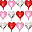 Red Heart Shaped balloons Pack of 12,18 Inch Silver Love Valentine Balloons Pink Heart Romantic Balloons For Valentines Day Propose Marriage Wedding Bridal Shower Engagement Party Decorations